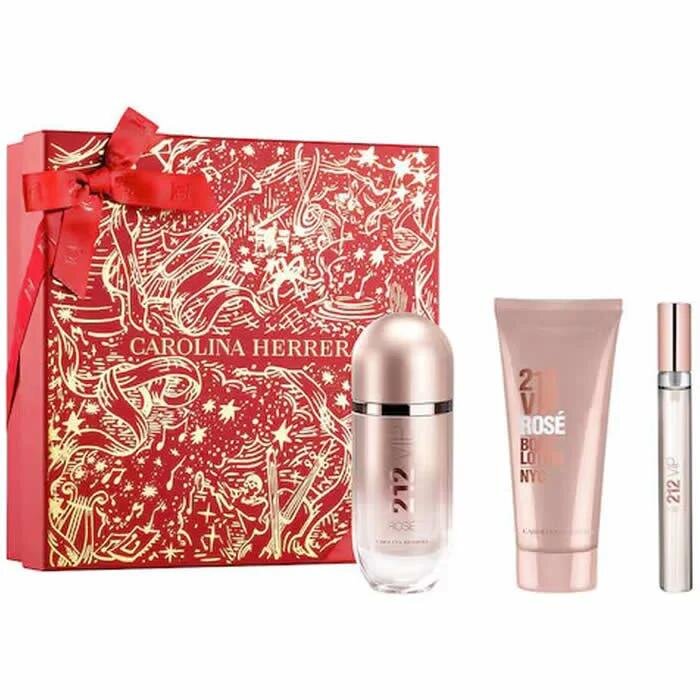 Carolina Herrera 212 Vip Rose Eau De Perfume Spray 80ml Set 3 Piezas
